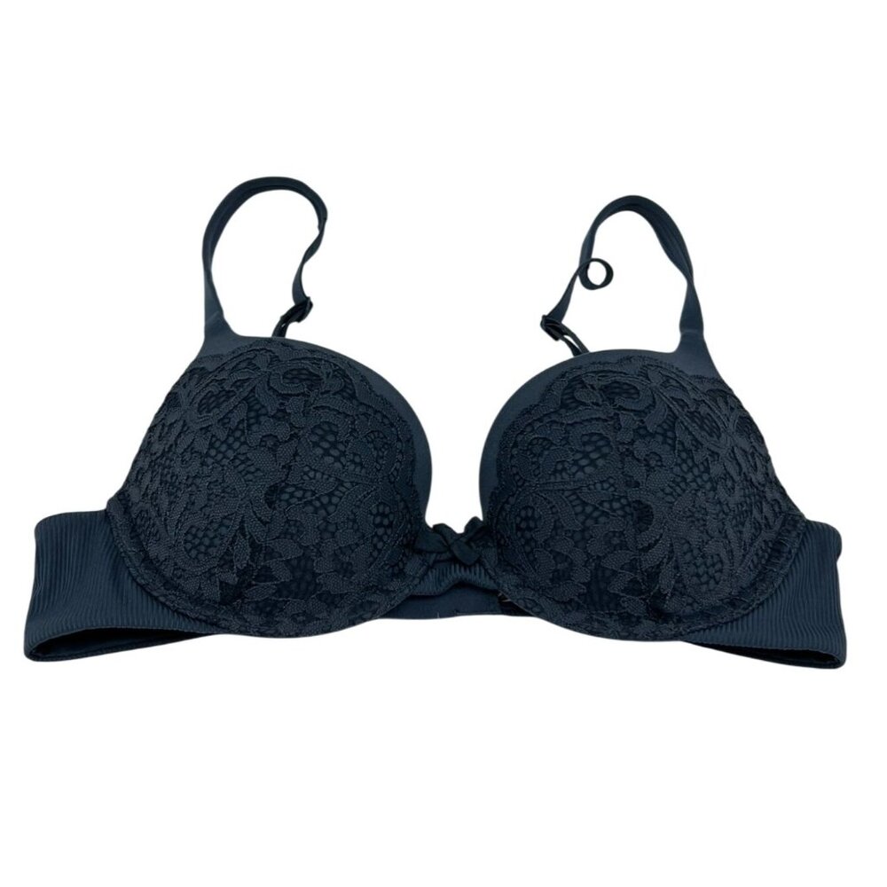 Victorias Secret Perfect Shape Body By Victoria Bra Size 32B Blue Lace Underwire